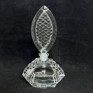 Vintage Heavy Clear Crystal Perfume Bottle w/ Stopper